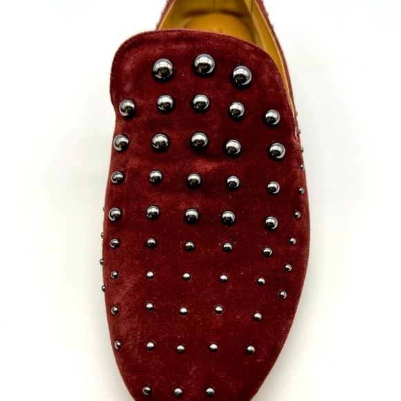 Chicos - Burgundy Suede Studded Slip On Round Toe Light Weight Flat Loafers 8.5 - Picture 10 of 14